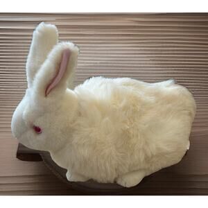 Rare 1989 Fiesta Concession 11’ lying bunny Stuffed Animal whitePink Eyes VTG